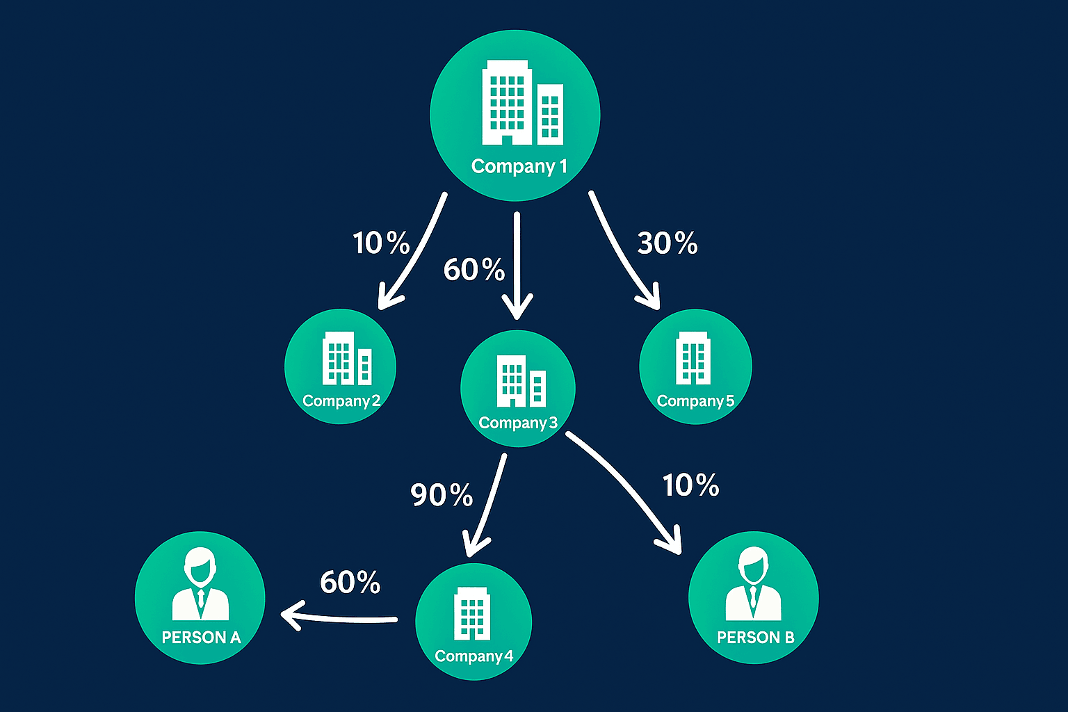 Corporate ownership structure diagram — UBO shareholding