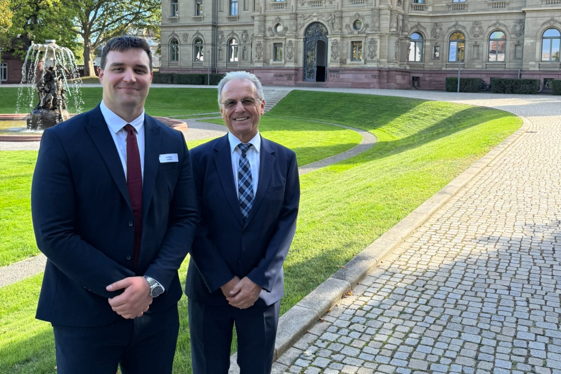 Kristijan Karan, Attorney at Law in Novi Sad, and Dr Herbert Geisler, a lawyer admitted to practise before Germany’s Federal Court of Justice, outside the Court’s seat in Karlsruhe. Kristijan Karan, Attorney at Law in Novi Sad, and Dr Herbert Geisler, a lawyer admitted to practise before Germany’s Federal Court of Justice, outside the Court’s seat in Karlsruhe.